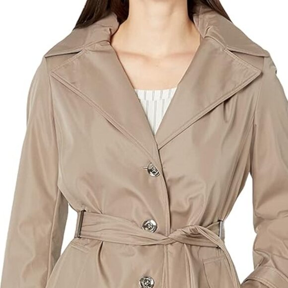 Calvin Klein Womens Medium Single Breasted Belted Rain Jacket - Picture 2 of 3